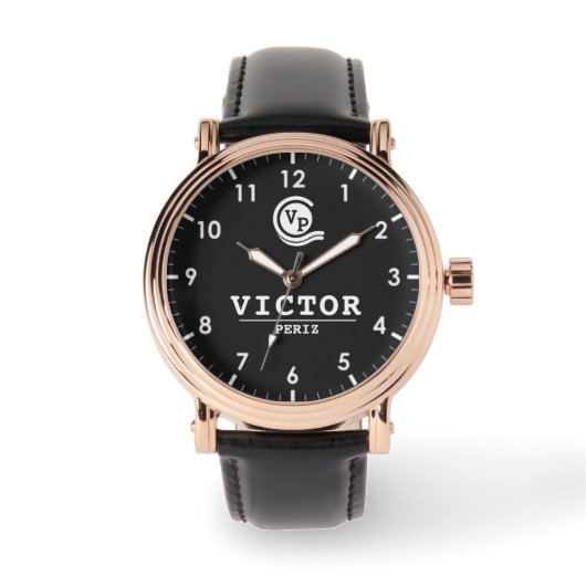 Retro   Monogram names black Horloge (Voorkant)