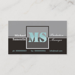 Retro Monogram noir gris bleu cartes de visite