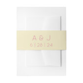 Retro Monogram Pastel Geel en Roze Bruiloft Uitnodigingen Wikkel (Voorkant Voorbeeld)