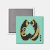 retro monogram - W Magneet (Voorkant / Achterkant)