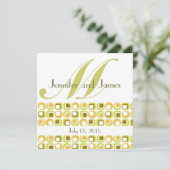 Retro Monogram Weddenschap Roze Sinaasappel Kaart (Staand voorkant)