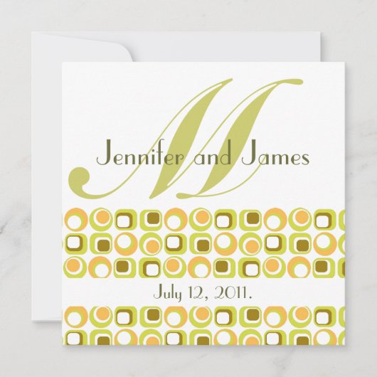 Retro Monogram Weddenschap Roze Sinaasappel Kaart (Voorkant)