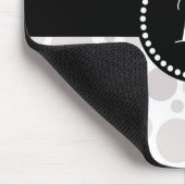 Retro Monogram White en Silver Polka Dot Muismat (Hoek)