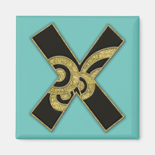 retro monogram - X Magneet (Voorkant)