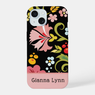 Rétro Monogramme Floral Rose Noir