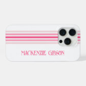 Retro Monogrammed Minimalist Pink Stripes (Verso Horizontal)