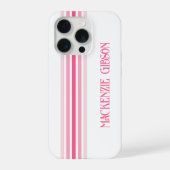 Retro Monogrammed Minimalist Pink Stripes (Verso)