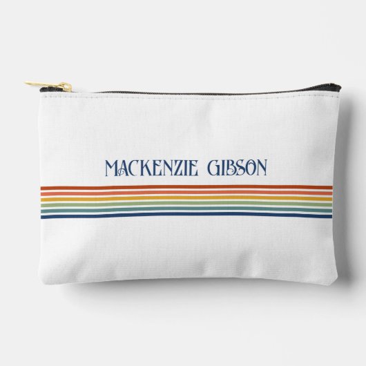 Retro Monogrammed Minimalist Stripes Accessory Bag Etui (Voorkant)