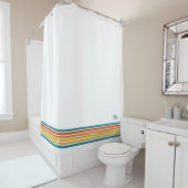 Retro Monogrammed Minimalist Stripes Douchegordijn (In situ)