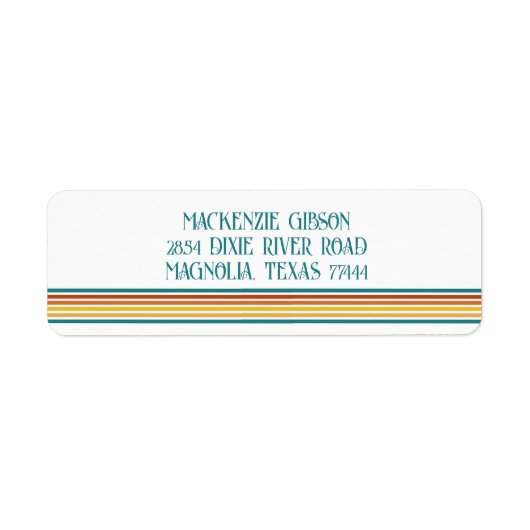 Retro Monogrammed Minimalist Stripes Etiket (Voorkant)