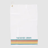 Retro Monogrammed Minimalist Stripes Golfhanddoek (Voorkant)