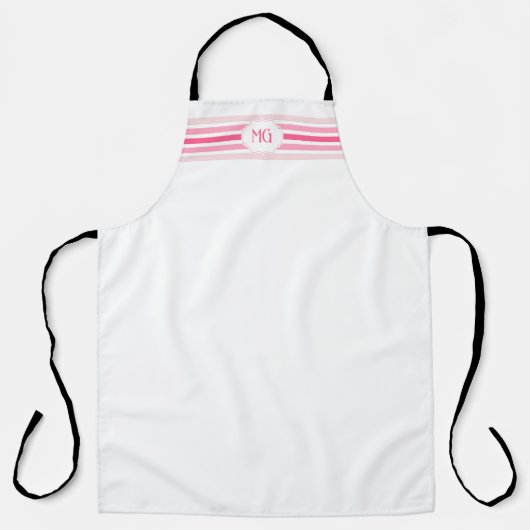 Retro Monogrammed Minimalist Stripes Schort (Voorkant)