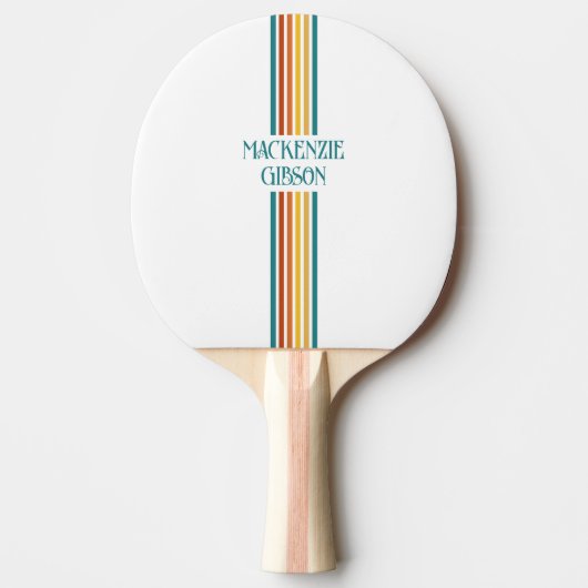 Retro Monogrammed Minimalist Stripes Tafeltennisbatje (Voorkant)