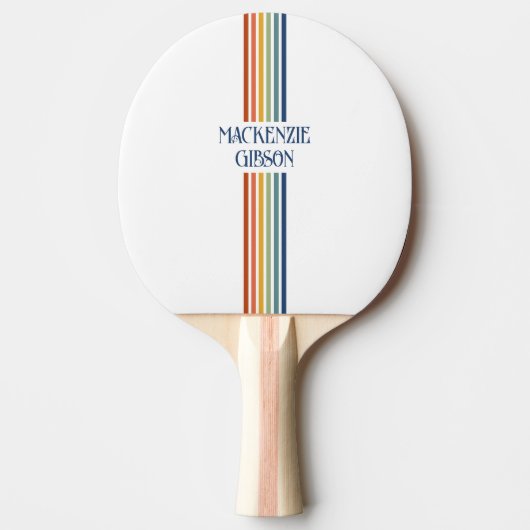 Retro Monogrammed Minimalist Stripes Tafeltennisbatje (Voorkant)