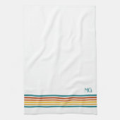 Retro Monogrammed Minimalist Stripes Theedoek (Verticaal)