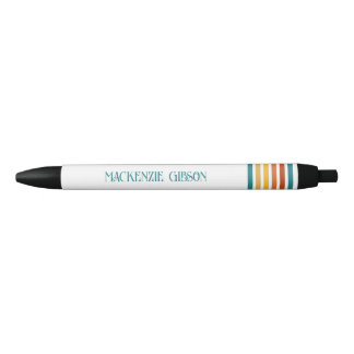 Retro Monogrammed Minimalist Stripes Zwarte Inkt Pen