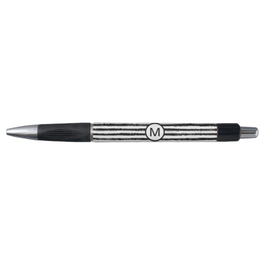 Retro  monogrammen Teacher Pen Black White (Voorkant)