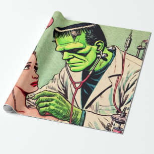 Retro Monster Love Comics Cadeaupapier