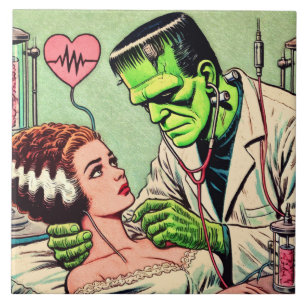 Retro Monster Love Comics Tegeltje