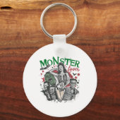 Retro Monster Lover Halloween Spooky Seizoen Sleutelhanger (Voorkant)