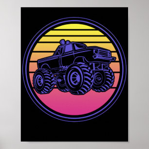 Retro  Monster Truck Vaporwave Poster