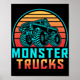 Retro Monster Trucks Poster