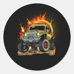 Retro Monster Trucks zijn mijn jammonster TR Ronde Sticker