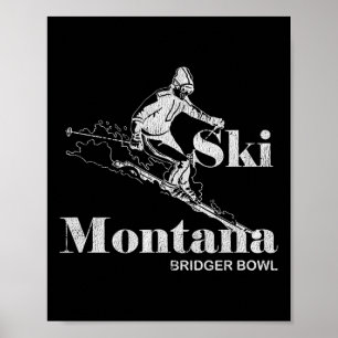 Retro Montana Bridger Bowl Skiën T-shirt Poster