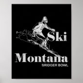Retro Montana Bridger Bowl Skiing Tee Poster (Voorkant)