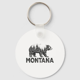 Retro Montana Grizzlybeer Natuur Wandelen Kamperen Sleutelhanger