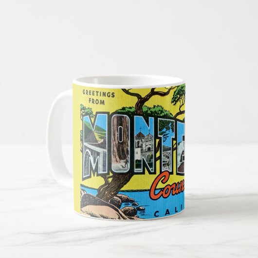 Retro Monterey Comté CA Salutation Mug (Devant gauche)