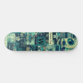 Retro Mood Board  Tech Collage Monogram Skateboard (Horizontaal)