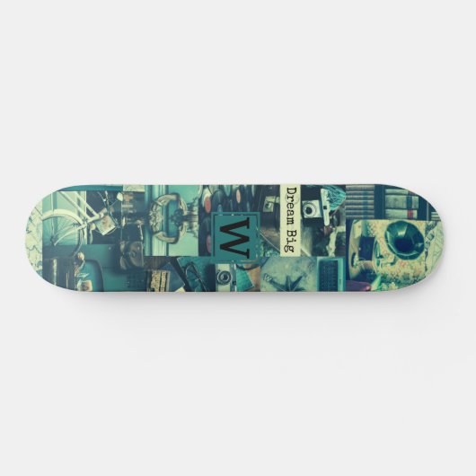 Retro Mood Board  Tech Collage Monogram Skateboard (Horizontaal)