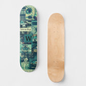 Retro Mood Board  Tech Collage Monogram Skateboard (Voorkant)