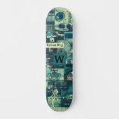 Retro Mood Board  Tech Collage Monogram Skateboard (Voorkant)