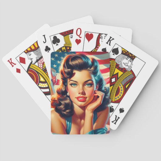 Retro Mooi Amerikaans Meisje Pokerkaarten (Achterkant)