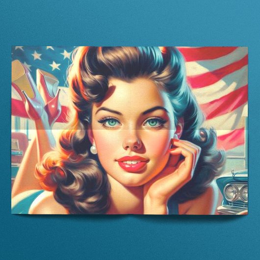 Retro Mooi Amerikaans Meisje Tissuepapier