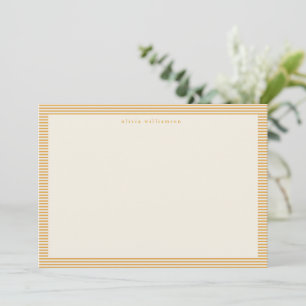 Retro Mooie Gele Strepen Gepersonaliseerde Naam Bedankkaart