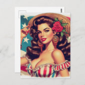 Retro mooie vrouw schilderij briefkaart (Voorkant / Achterkant)