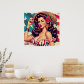 Retro mooie vrouw schilderij poster (Keuken)