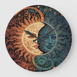 Retro Moon & Sun Grote Klok