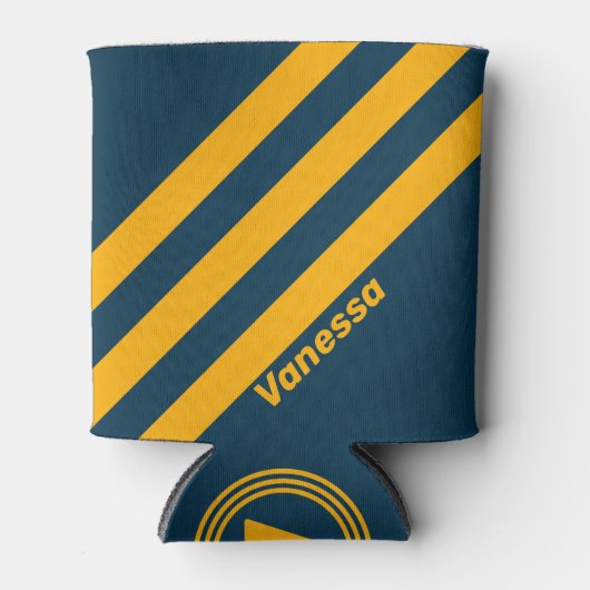 Retro Moonlit Tide Three Stripes met naam Blikjeskoeler (Voorkant)