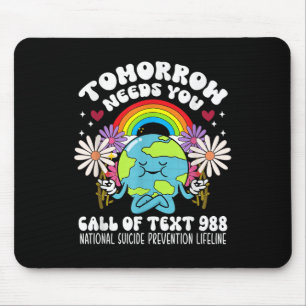 Retro Morgen heb je 988 nodig om zelfmoord te voor Muismat