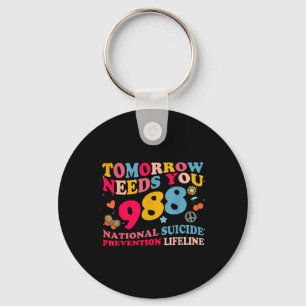 Retro Morgen heb je 988 nodig om zelfmoord te voor Sleutelhanger