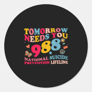 Retro Morgen Hebt Jou Nodig 988 Preventie Van Zelf Ronde Sticker