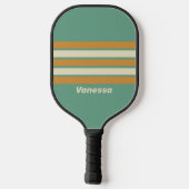 Retro mos over striping met naam pickleball paddle (Achterkant)