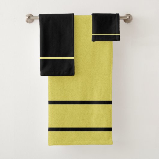 Retro mosterd en zwarte handdoek set (Insitu)