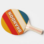 Retro Mosterd Vet Gestreept met Naam Tafeltennisbatje (Zijkant)