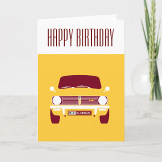 Retro Mosterdgeel Classic Mini Clubman Kaart