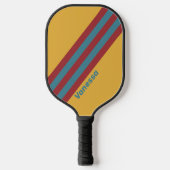Retro mosterdzaadstrepen met naam pickleball paddle (Voorkant)